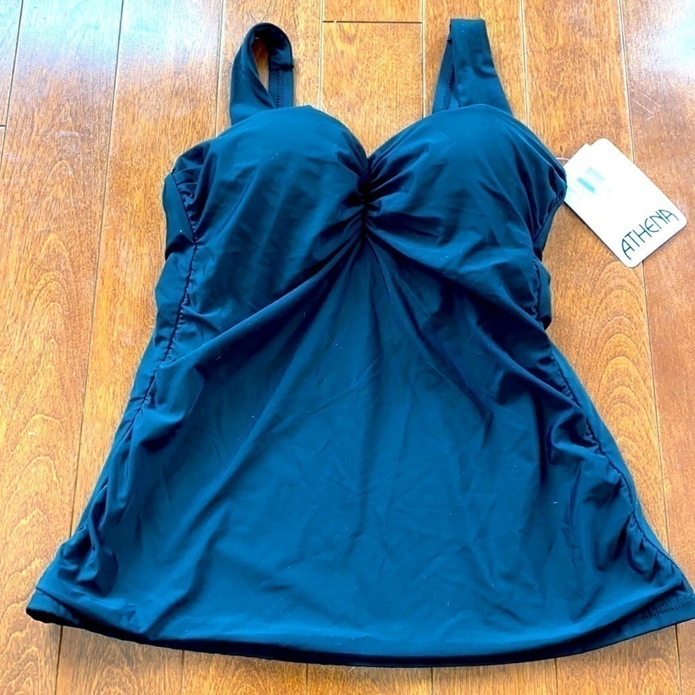 Athena Tankini top in black size 32 B/C. Underwire, back clasp full support. NWT